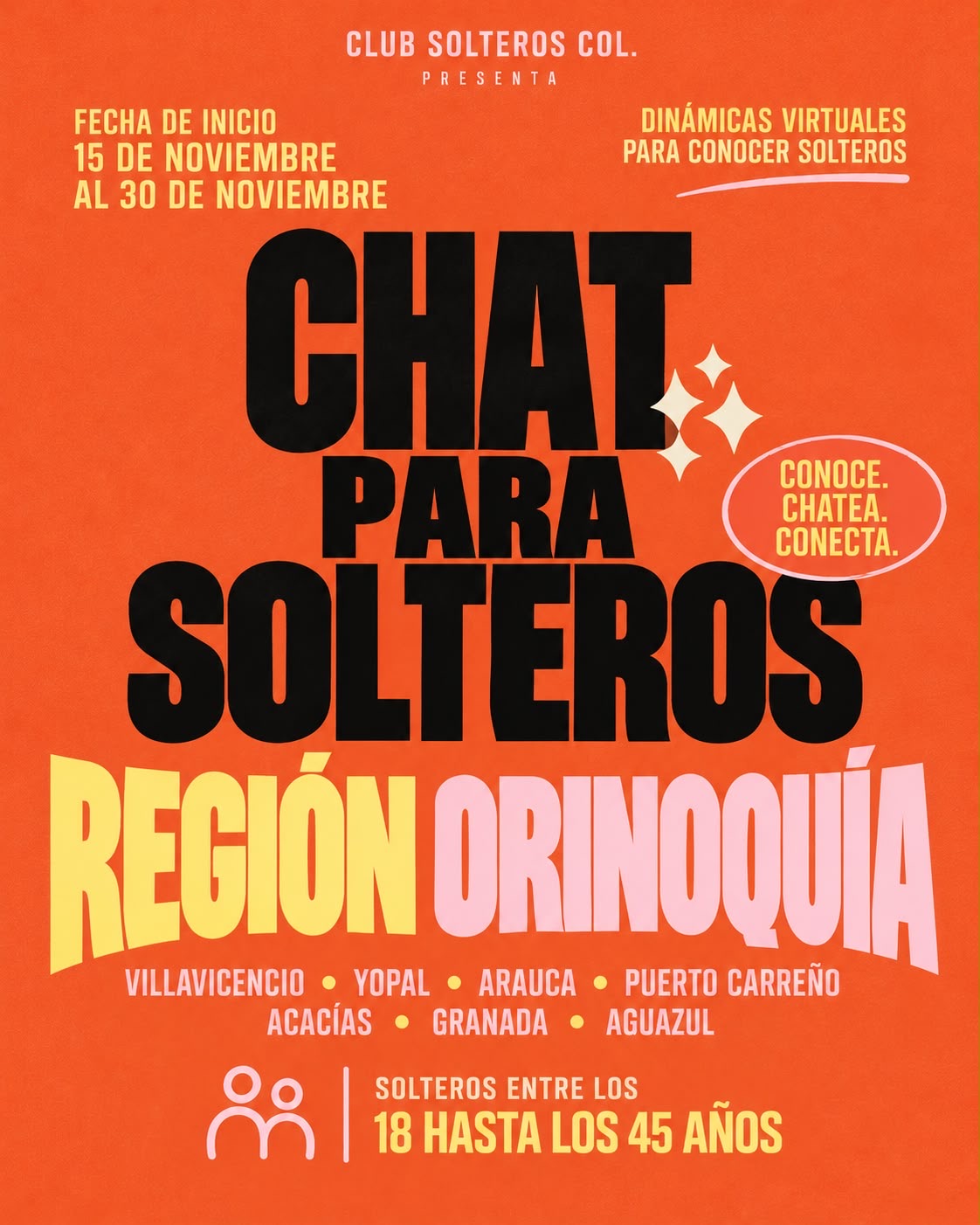Chat para solteros Región Orinoquía | 15 al 30 de noviembre
